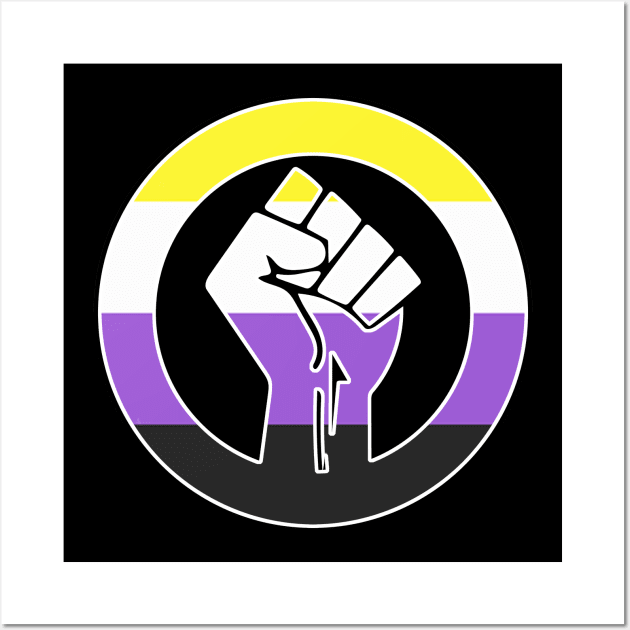 Black Lives Matter Fist Circled LGBTQ Flag Nonbinary Wall Art by aaallsmiles